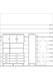 Hyperion Dolap 8 Raflı 8 Çekmeceli 3 Kapaklı 132x44x195 Çam-Antrasit/Antrasit