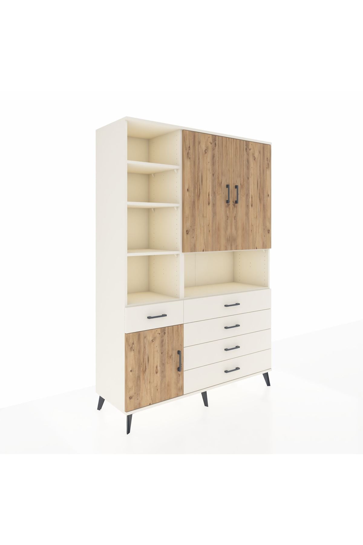 Hyperion Dolap 8 Raflı 5 Çekmeceli 3 Kapaklı 132x44x195 Aytaşı-Çam/Aytaşı