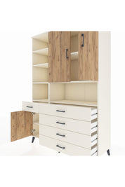 Hyperion Dolap 8 Raflı 5 Çekmeceli 3 Kapaklı 132x44x195 Aytaşı-Çam/Aytaşı