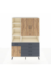 Hyperion Dolap 8 Raflı 5 Çekmeceli 3 Kapaklı 132x44x195 Aytaşı-Çam/Antrasit