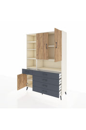 Hyperion Dolap 8 Raflı 5 Çekmeceli 3 Kapaklı 132x44x195 Aytaşı-Çam/Antrasit