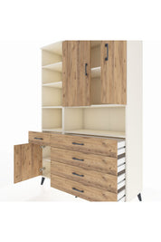 Hyperion Dolap 8 Raflı 5 Çekmeceli 3 Kapaklı 132x44x195 Aytaşı-Çam/Çam