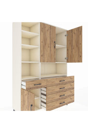 Hyperion Dolap 8 Raflı 5 Çekmeceli 3 Kapaklı 132x44x195 Aytaşı-Çam/Çam