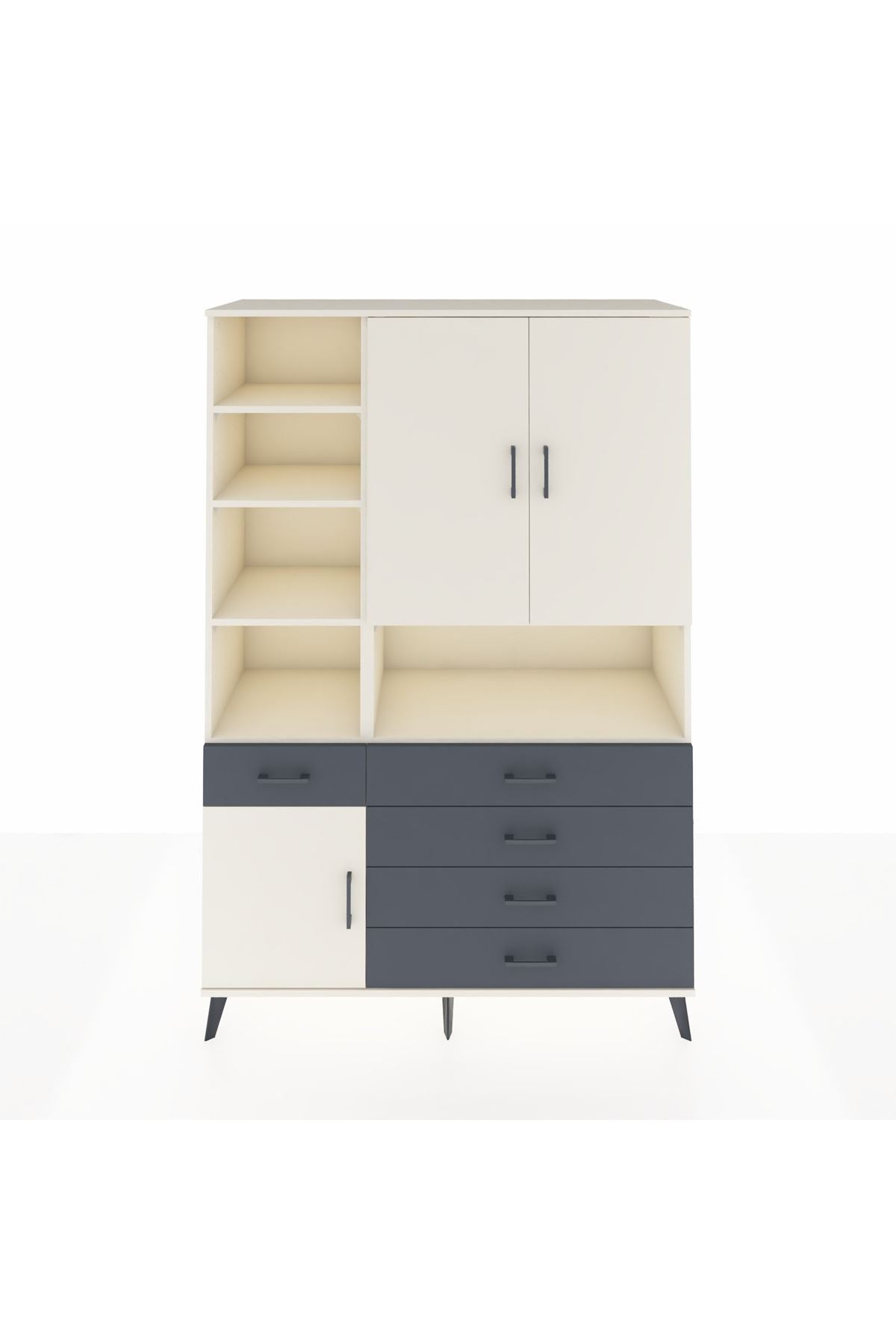 Hyperion Dolap 8 Raflı 5 Çekmeceli 3 Kapaklı 132x44x195 Aytaşı-Aytaşı/Antrasit