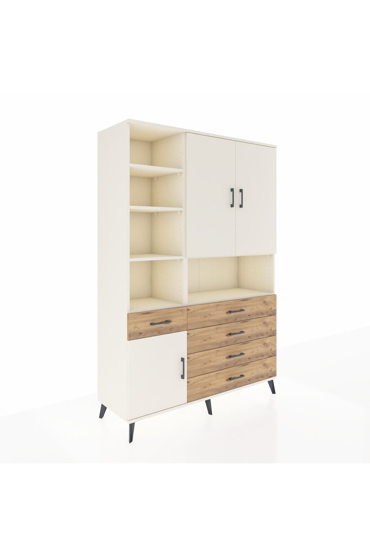 Hyperion Dolap 8 Raflı 5 Çekmeceli 3 Kapaklı 132x44x195 Aytaşı-Aytaşı/Çam