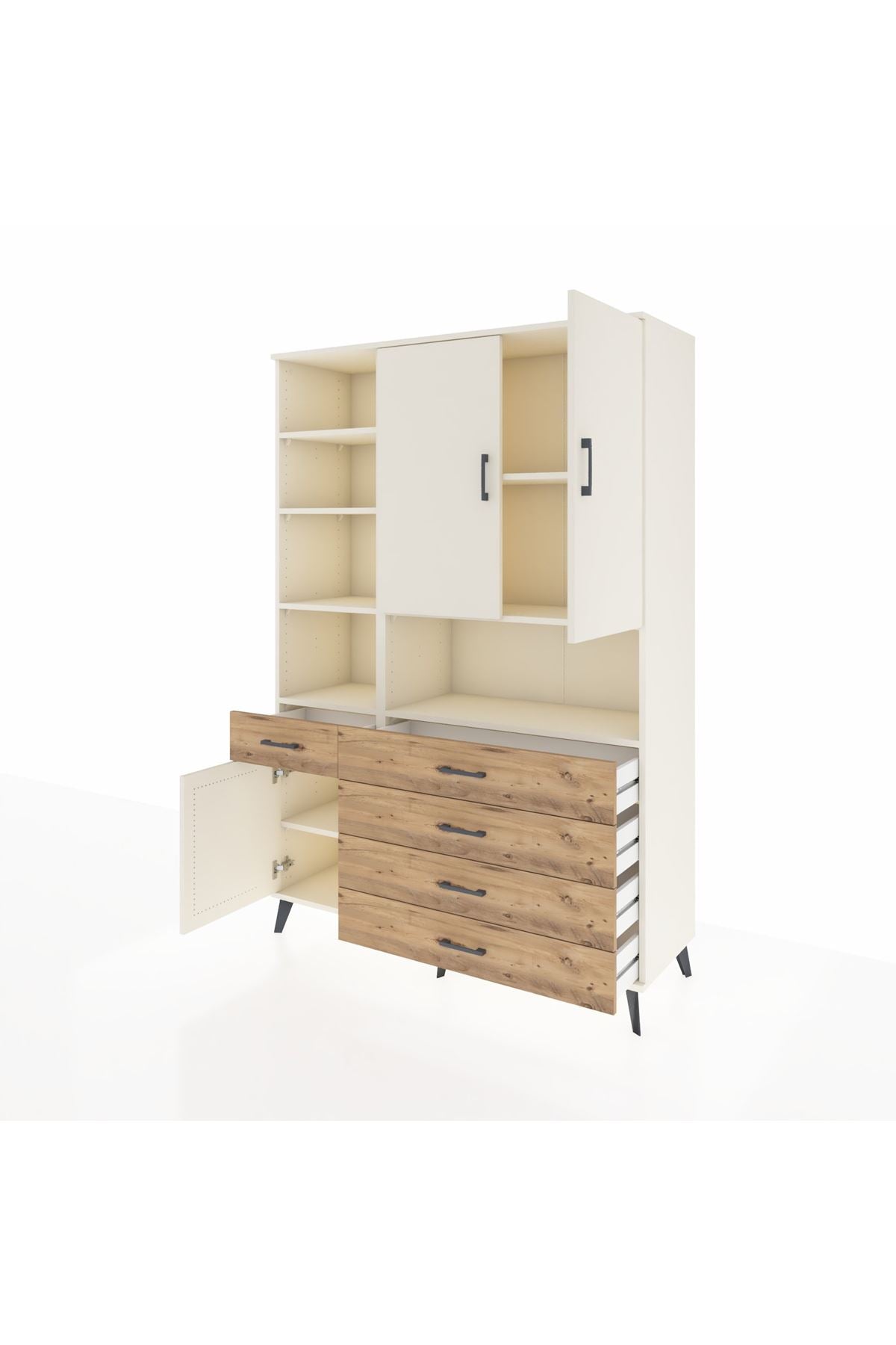 Hyperion Dolap 8 Raflı 5 Çekmeceli 3 Kapaklı 132x44x195 Aytaşı-Aytaşı/Çam