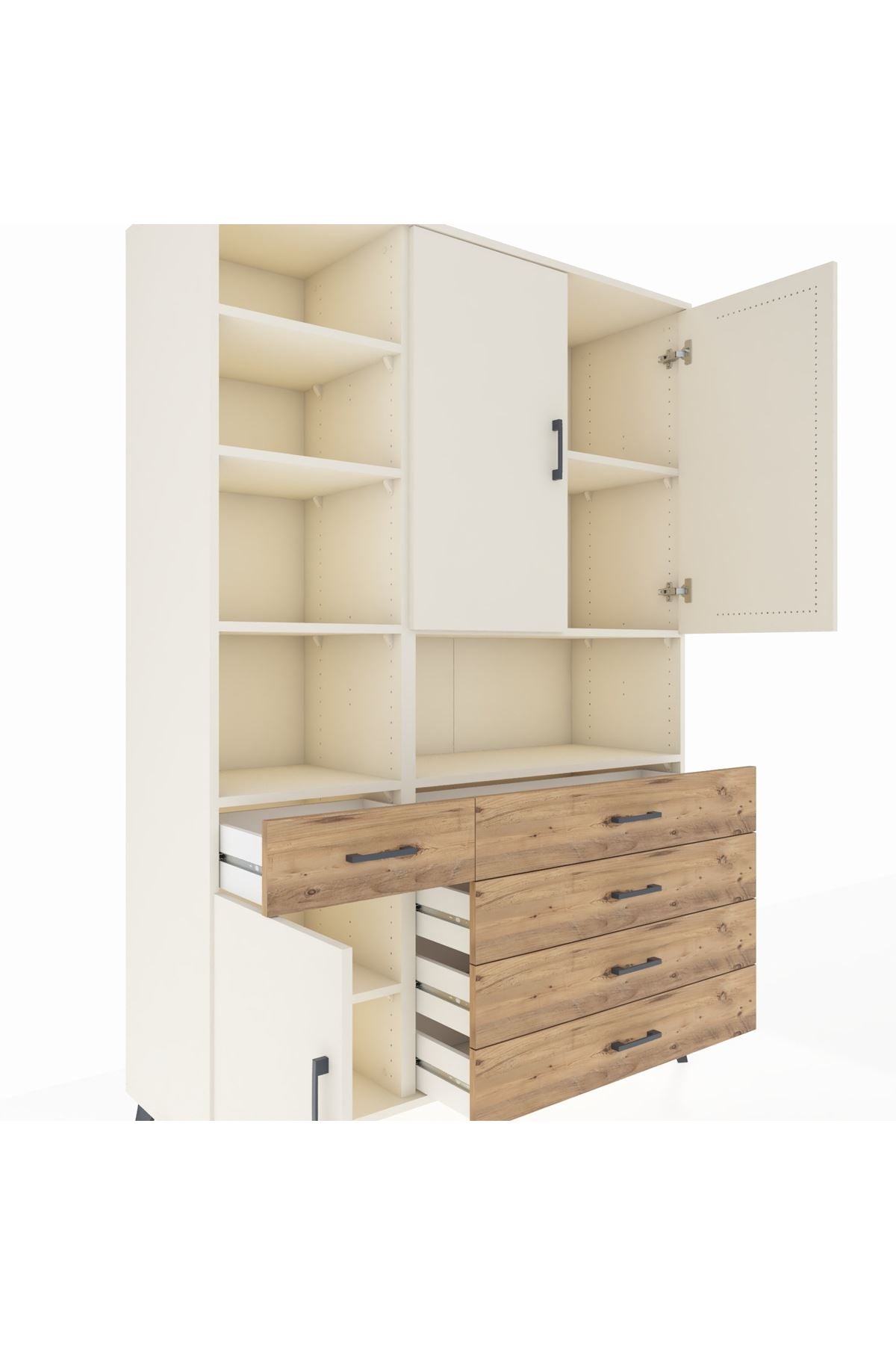 Hyperion Dolap 8 Raflı 5 Çekmeceli 3 Kapaklı 132x44x195 Aytaşı-Aytaşı/Çam