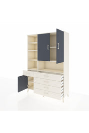 Hyperion Dolap 8 Raflı 5 Çekmeceli 3 Kapaklı 132x44x195 Aytaşı-Antrasit/Aytaşı