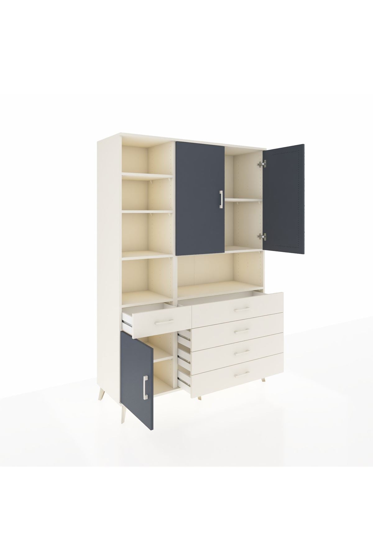 Hyperion Dolap 8 Raflı 5 Çekmeceli 3 Kapaklı 132x44x195 Aytaşı-Antrasit/Aytaşı