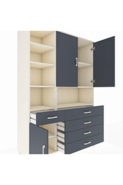 Hyperion Dolap 8 Raflı 5 Çekmeceli 3 Kapaklı 132x44x195 Aytaşı-Antrasit/Antrasit