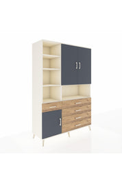 Hyperion Dolap 8 Raflı 5 Çekmeceli 3 Kapaklı 132x44x195 Aytaşı-Antrasit/Çam