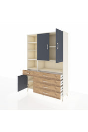 Hyperion Dolap 8 Raflı 5 Çekmeceli 3 Kapaklı 132x44x195 Aytaşı-Antrasit/Çam