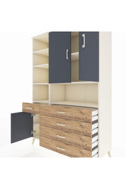 Hyperion Dolap 8 Raflı 5 Çekmeceli 3 Kapaklı 132x44x195 Aytaşı-Antrasit/Çam