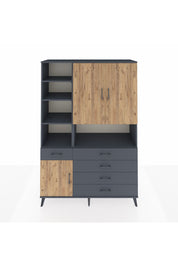 Hyperion Dolap 8 Raflı 5 Çekmeceli 3 Kapaklı 132x44x195 Antrasit-Çam/Antrasit
