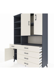 Hyperion Dolap 8 Raflı 5 Çekmeceli 3 Kapaklı 132x44x195 Antrasit-Aytaşı/Aytaşı