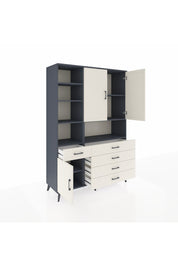 Hyperion Dolap 8 Raflı 5 Çekmeceli 3 Kapaklı 132x44x195 Antrasit-Aytaşı/Aytaşı