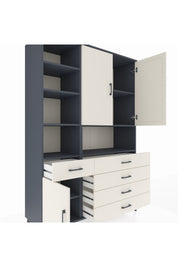 Hyperion Dolap 8 Raflı 5 Çekmeceli 3 Kapaklı 132x44x195 Antrasit-Aytaşı/Aytaşı