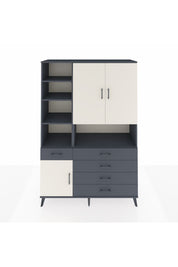 Hyperion Dolap 8 Raflı 5 Çekmeceli 3 Kapaklı 132x44x195 Antrasit-Aytaşı/Antrasit
