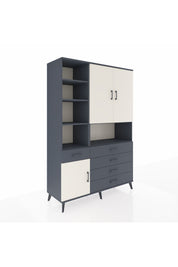 Hyperion Dolap 8 Raflı 5 Çekmeceli 3 Kapaklı 132x44x195 Antrasit-Aytaşı/Antrasit