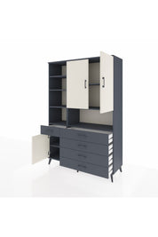 Hyperion Dolap 8 Raflı 5 Çekmeceli 3 Kapaklı 132x44x195 Antrasit-Aytaşı/Antrasit