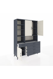 Hyperion Dolap 8 Raflı 5 Çekmeceli 3 Kapaklı 132x44x195 Antrasit-Aytaşı/Antrasit
