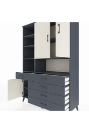 Hyperion Dolap 8 Raflı 5 Çekmeceli 3 Kapaklı 132x44x195 Antrasit-Aytaşı/Antrasit