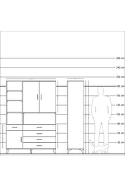 Hyperion Dolap 8 Raflı 5 Çekmeceli 3 Kapaklı 132x44x195 Antrasit-Aytaşı/Antrasit