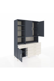 Hyperion Dolap 8 Raflı 5 Çekmeceli 3 Kapaklı 132x44x195 Antrasit-Antrasit/Aytaşı