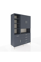 Hyperion Dolap 8 Raflı 5 Çekmeceli 3 Kapaklı 132x44x195 Antrasit-Antrasit/Antrasit
