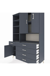 Hyperion Dolap 8 Raflı 5 Çekmeceli 3 Kapaklı 132x44x195 Antrasit-Antrasit/Antrasit