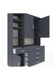 Hyperion Dolap 8 Raflı 5 Çekmeceli 3 Kapaklı 132x44x195 Antrasit-Antrasit/Antrasit