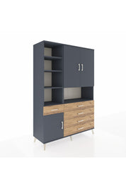 Hyperion Dolap 8 Raflı 5 Çekmeceli 3 Kapaklı 132x44x195 Antrasit-Antrasit/Çam