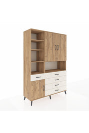 Hyperion Dolap 8 Raflı 5 Çekmeceli 3 Kapaklı 132x44x195 Çam-Çam/Aytaşı
