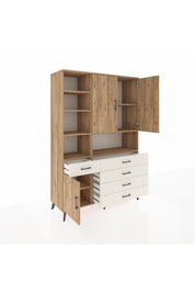Hyperion Dolap 8 Raflı 5 Çekmeceli 3 Kapaklı 132x44x195 Çam-Çam/Aytaşı
