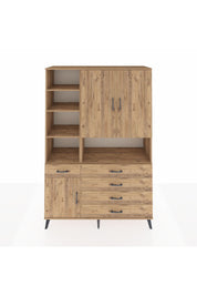 Hyperion Dolap 8 Raflı 5 Çekmeceli 3 Kapaklı 132x44x195 Çam-Çam/Çam