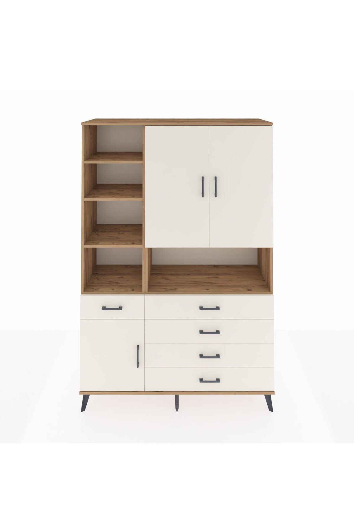 Hyperion Dolap 8 Raflı 5 Çekmeceli 3 Kapaklı 132x44x195 Çam-Aytaşı/Aytaşı