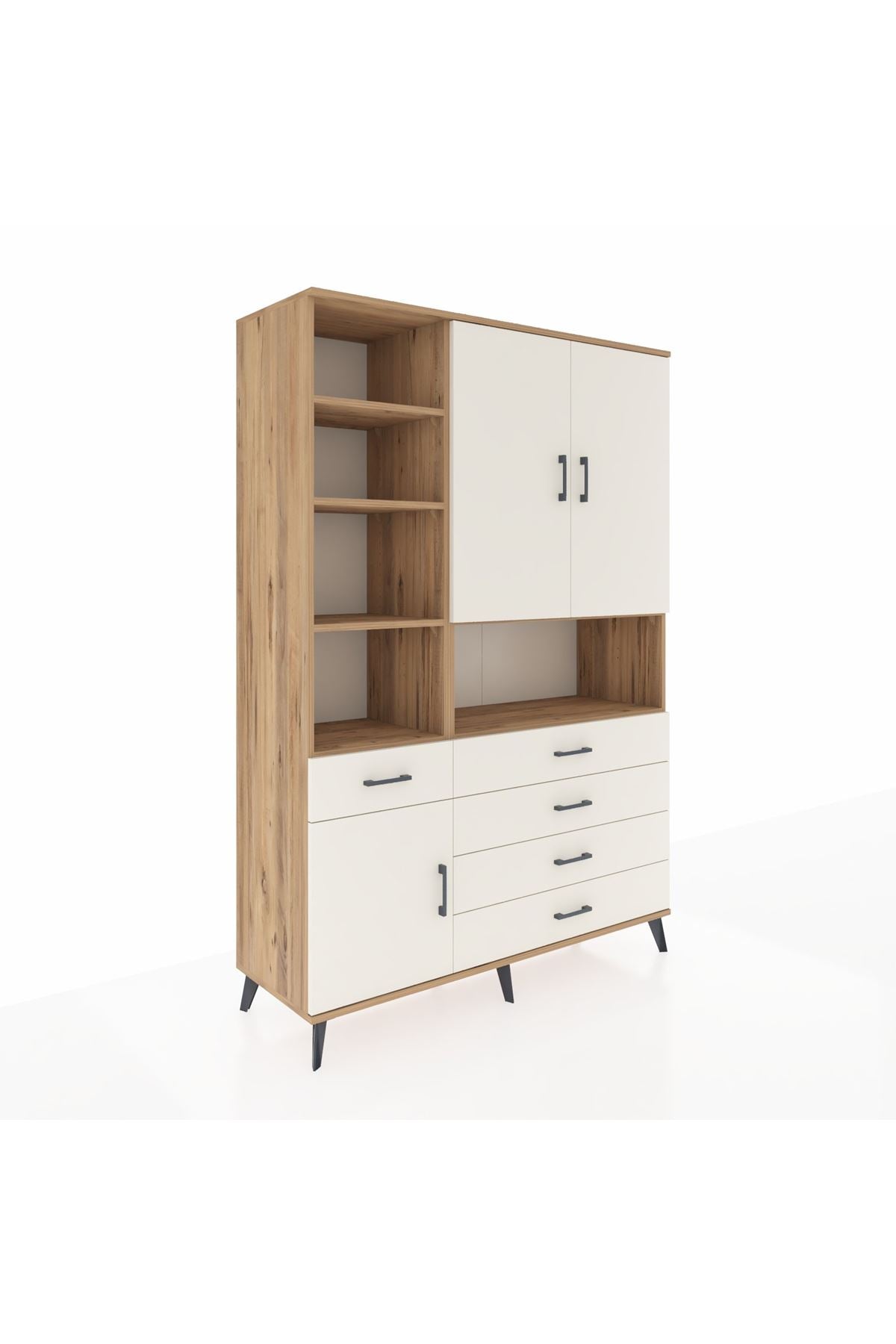 Hyperion Dolap 8 Raflı 5 Çekmeceli 3 Kapaklı 132x44x195 Çam-Aytaşı/Aytaşı