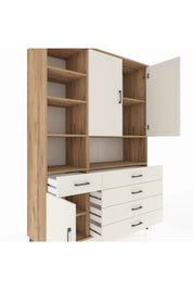 Hyperion Dolap 8 Raflı 5 Çekmeceli 3 Kapaklı 132x44x195 Çam-Aytaşı/Aytaşı