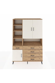 Hyperion Dolap 8 Raflı 5 Çekmeceli 3 Kapaklı 132x44x195 Çam-Aytaşı/Çam