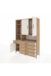 Hyperion Dolap 8 Raflı 5 Çekmeceli 3 Kapaklı 132x44x195 Çam-Aytaşı/Çam