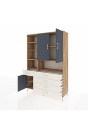 Hyperion Dolap 8 Raflı 5 Çekmeceli 3 Kapaklı 132x44x195 Çam-Antrasit/Aytaşı