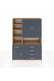 Hyperion Dolap 8 Raflı 5 Çekmeceli 3 Kapaklı 132x44x195 Çam-Antrasit/Antrasit