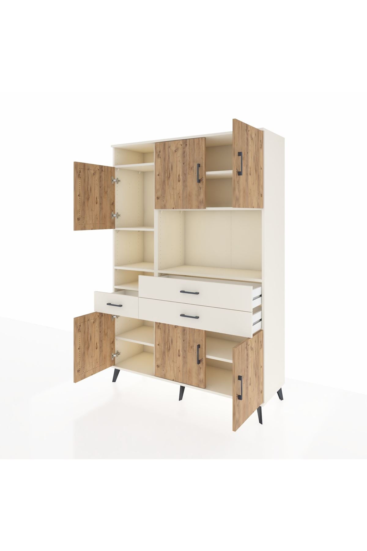 Hyperion Dolap 9 Raflı 3 Çekmeceli 6 Kapaklı 132x44x195 Aytaşı-Çam/Aytaşı