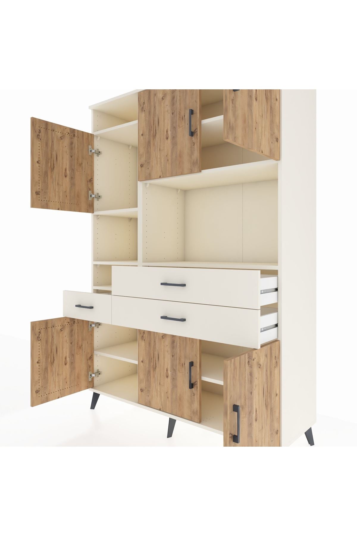 Hyperion Dolap 9 Raflı 3 Çekmeceli 6 Kapaklı 132x44x195 Aytaşı-Çam/Aytaşı