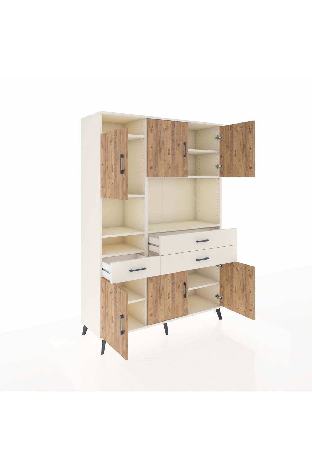 Hyperion Dolap 9 Raflı 3 Çekmeceli 6 Kapaklı 132x44x195 Aytaşı-Çam/Aytaşı