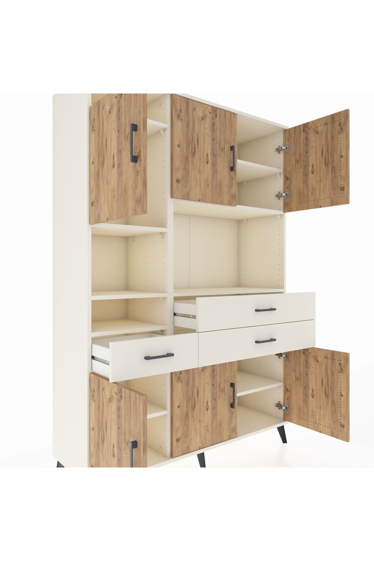 Hyperion Dolap 9 Raflı 3 Çekmeceli 6 Kapaklı 132x44x195 Aytaşı-Çam/Aytaşı