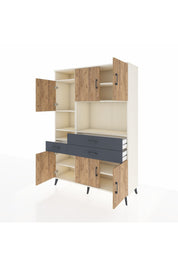 Hyperion Dolap 9 Raflı 3 Çekmeceli 6 Kapaklı 132x44x195 Aytaşı-Çam/Antrasit