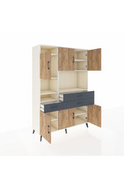 Hyperion Dolap 9 Raflı 3 Çekmeceli 6 Kapaklı 132x44x195 Aytaşı-Çam/Antrasit