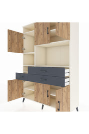 Hyperion Dolap 9 Raflı 3 Çekmeceli 6 Kapaklı 132x44x195 Aytaşı-Çam/Antrasit