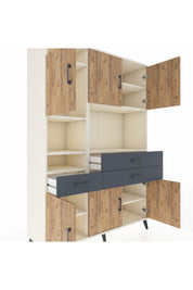 Hyperion Dolap 9 Raflı 3 Çekmeceli 6 Kapaklı 132x44x195 Aytaşı-Çam/Antrasit